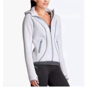 Athleta Fuse Scuba Heathered Hooded Full-Zip Jacket Active Athletic Gray Size:XS